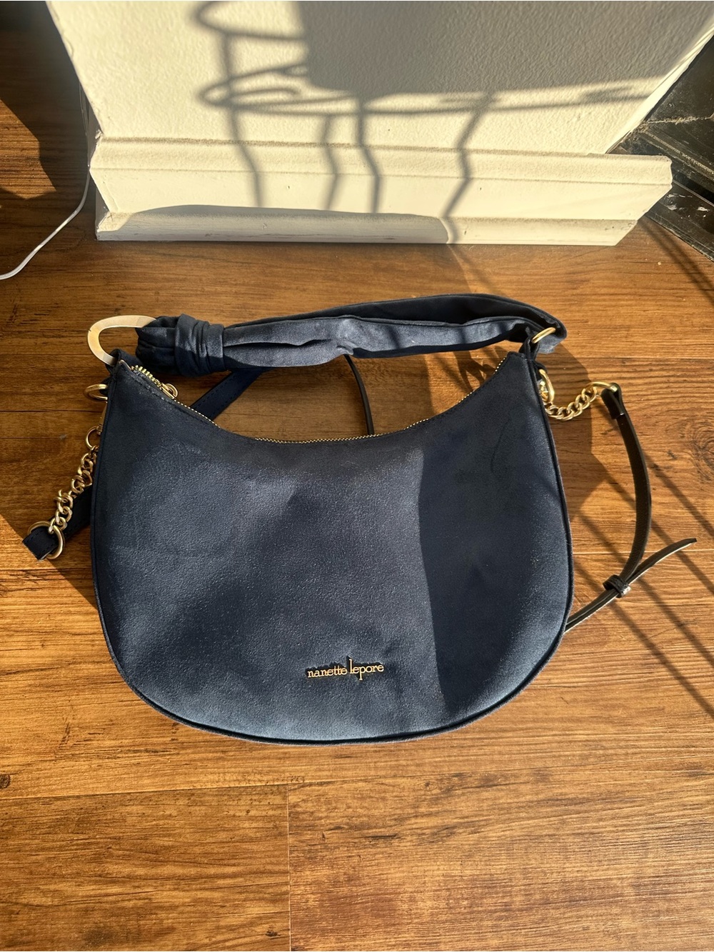 Navy Suede Purse - Shoulder Bag